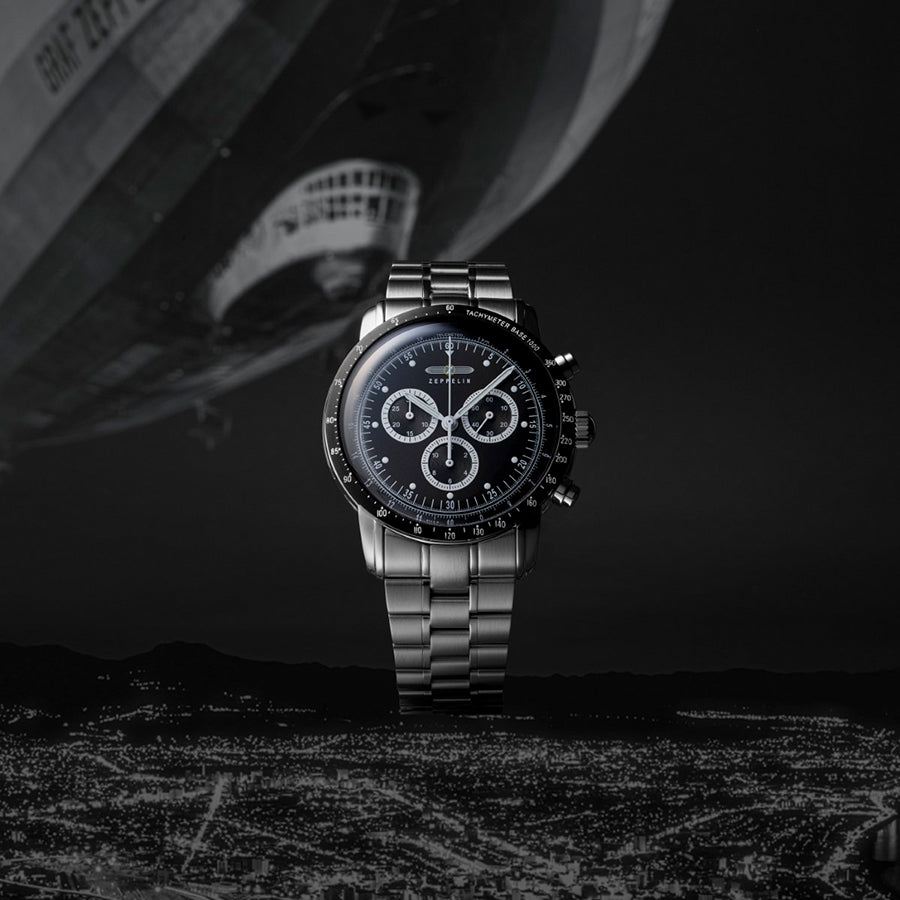 ツェッペリン 100周年記念シリーズ 日本限定 クロノグラフ 8894M-2 メンズ 腕時計 電池式 クオーツ ブラックダイヤル
