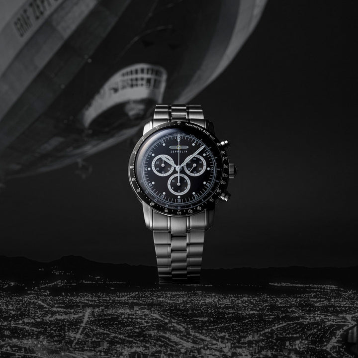 ツェッペリン 100周年記念シリーズ 日本限定 クロノグラフ 8894M-2 メンズ 腕時計 電池式 クオーツ ブラックダイヤル