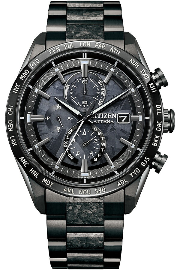 シチズン アテッサ HAKUTO-R コラボレーション 限定モデル ACT Line アクトライン ブラックチタンシリーズ AT8287-62E メンズ 腕時計 ソーラー 電波 クロノグラフ