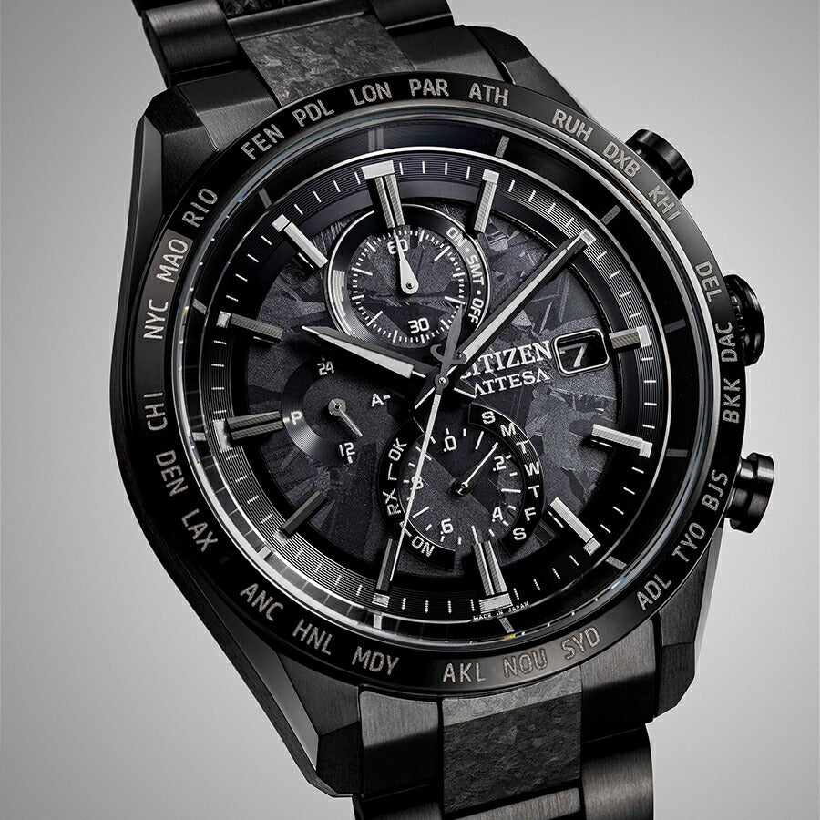 シチズン アテッサ HAKUTO-R コラボレーション 限定モデル ACT Line アクトライン ブラックチタンシリーズ AT8287-62E メンズ 腕時計 ソーラー 電波 クロノグラフ