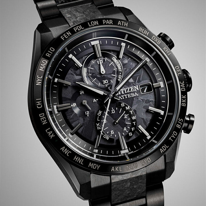 シチズン アテッサ HAKUTO-R コラボレーション 限定モデル ACT Line アクトライン ブラックチタンシリーズ AT8287-62E メンズ 腕時計 ソーラー 電波 クロノグラフ