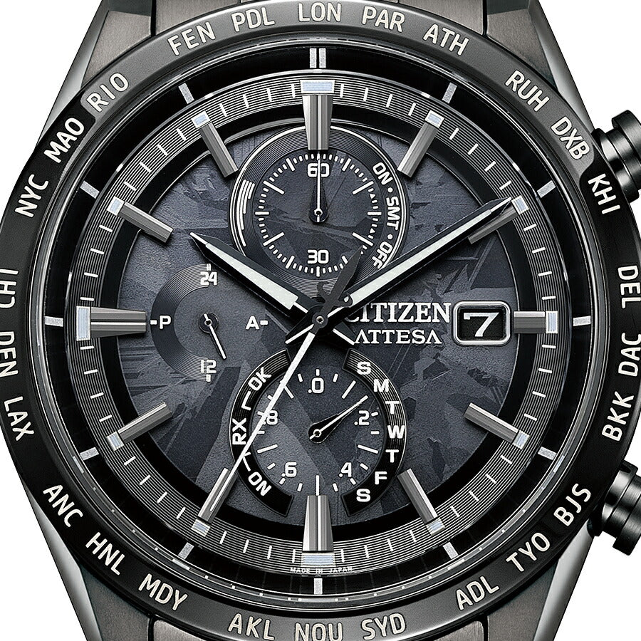 シチズン アテッサ HAKUTO-R コラボレーション 限定モデル ACT Line アクトライン ブラックチタンシリーズ AT8287-62E メンズ 腕時計 ソーラー 電波 クロノグラフ