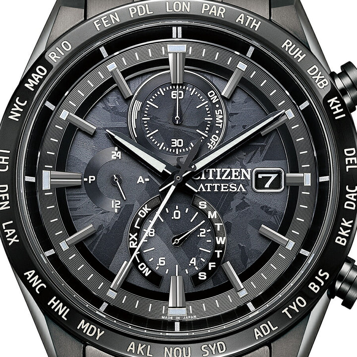 シチズン アテッサ HAKUTO-R コラボレーション 限定モデル ACT Line アクトライン ブラックチタンシリーズ AT8287-62E メンズ 腕時計 ソーラー 電波 クロノグラフ