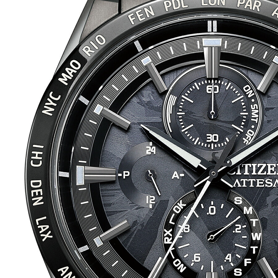 シチズン アテッサ HAKUTO-R コラボレーション 限定モデル ACT Line アクトライン ブラックチタンシリーズ AT8287-62E メンズ 腕時計 ソーラー 電波 クロノグラフ