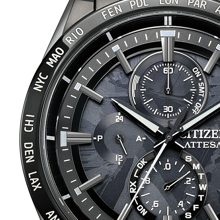 シチズン アテッサ HAKUTO-R コラボレーション 限定モデル ACT Line アクトライン ブラックチタンシリーズ AT8287-62E メンズ 腕時計 ソーラー 電波 クロノグラフ