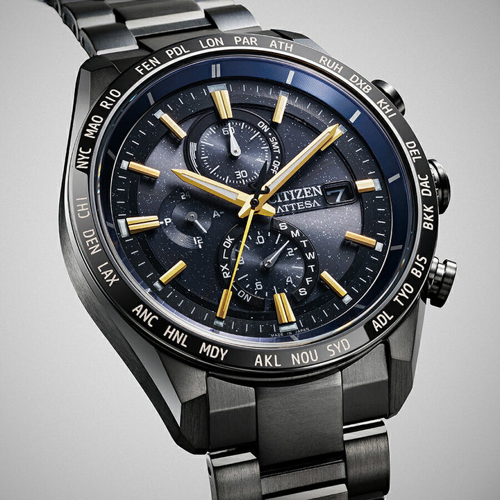 シチズン アテッサ JAXA LABEL HTV-X 限定モデル ACT Line アクトライン ブラックチタンシリーズ AT8289-67E メンズ ソーラー 電波 クロノグラフ
