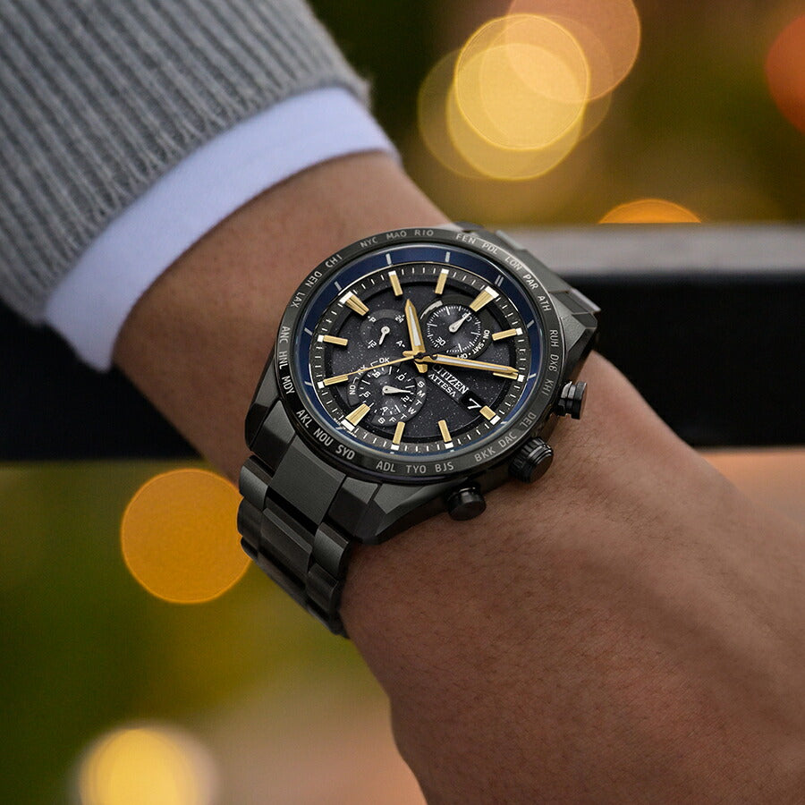 シチズン アテッサ JAXA LABEL HTV-X 限定モデル ACT Line アクトライン ブラックチタンシリーズ AT8289-67E メンズ ソーラー 電波 クロノグラフ