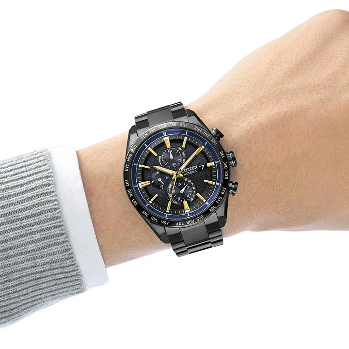 シチズン アテッサ JAXA LABEL HTV-X 限定モデル ACT Line アクトライン ブラックチタンシリーズ AT8289-67E メンズ ソーラー 電波 クロノグラフ
