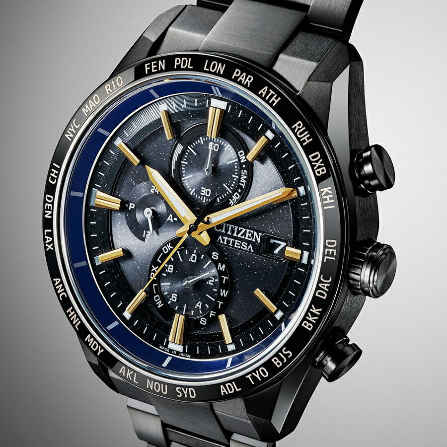 シチズン アテッサ JAXA LABEL HTV-X 限定モデル ACT Line アクトライン ブラックチタンシリーズ AT8289-67E メンズ ソーラー 電波 クロノグラフ