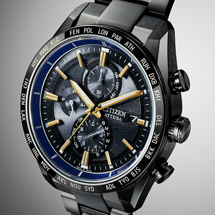 シチズン アテッサ JAXA LABEL HTV-X 限定モデル ACT Line アクトライン ブラックチタンシリーズ AT8289-67E メンズ ソーラー 電波 クロノグラフ