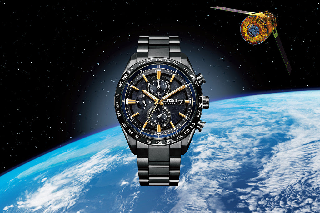 シチズン アテッサ JAXA LABEL HTV-X 限定モデル ACT Line アクトライン ブラックチタンシリーズ AT8289-67E メンズ ソーラー 電波 クロノグラフ
