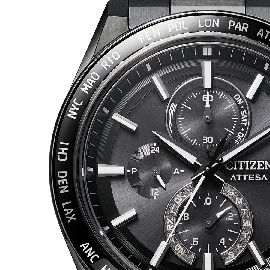 シチズン アテッサ ACT Line アクトライン ブラックチタンシリーズ サファイアベゼル AT8294-59E メンズ ソーラー 電波 クロノグラフ