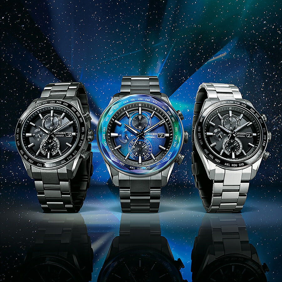 シチズン アテッサ ACT Line アクトライン ブラックチタンシリーズ サファイアベゼル AT8294-59E メンズ ソーラー 電波 クロノグラフ