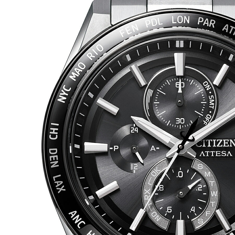 シチズン アテッサ ACT Line アクトライン サファイアベゼル AT8295-56E メンズ ソーラー 電波 クロノグラフ ブラックダイヤル
