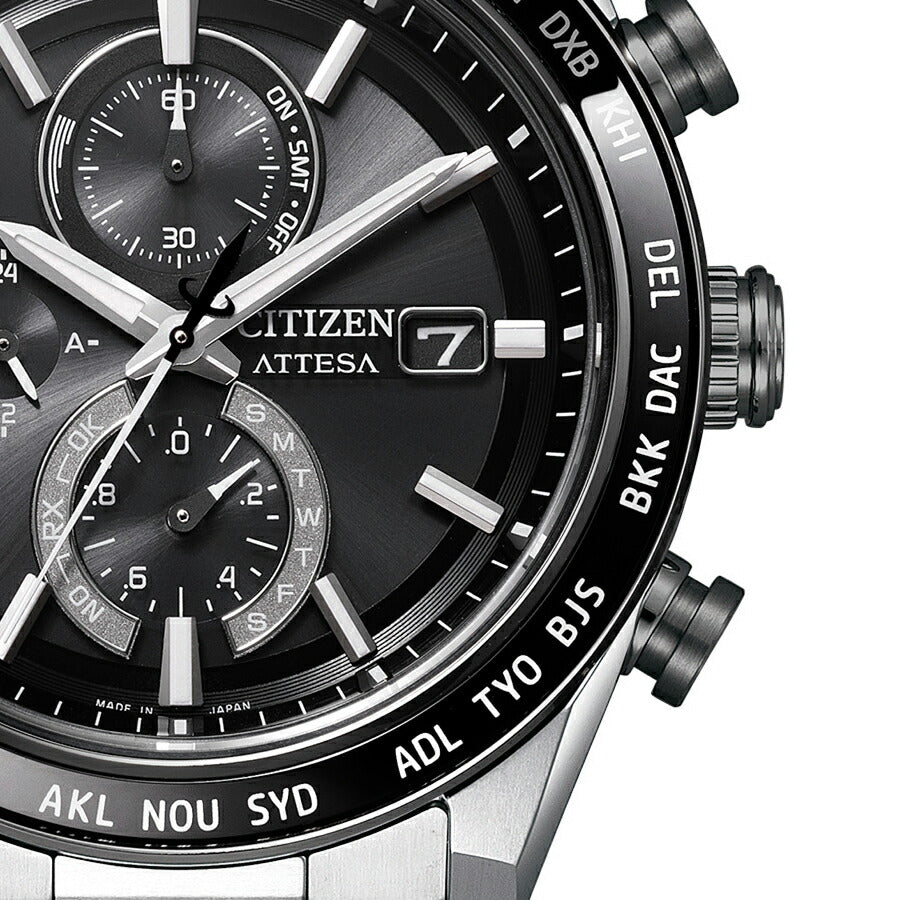 シチズン アテッサ ACT Line アクトライン サファイアベゼル AT8295-56E メンズ ソーラー 電波 クロノグラフ ブラックダイヤル