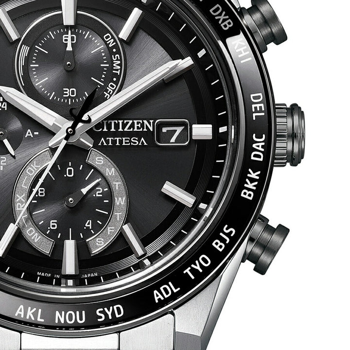 シチズン アテッサ ACT Line アクトライン サファイアベゼル AT8295-56E メンズ ソーラー 電波 クロノグラフ ブラックダイヤル
