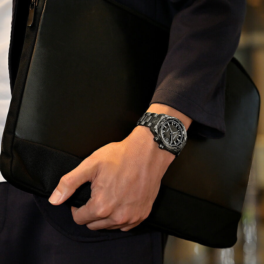 シチズン アテッサ HAKUTO-R コラボレーション 限定モデル ACT Line アクトライン ブラックチタンシリーズ CB0285-63E メンズ 腕時計 ソーラー 電波 3針