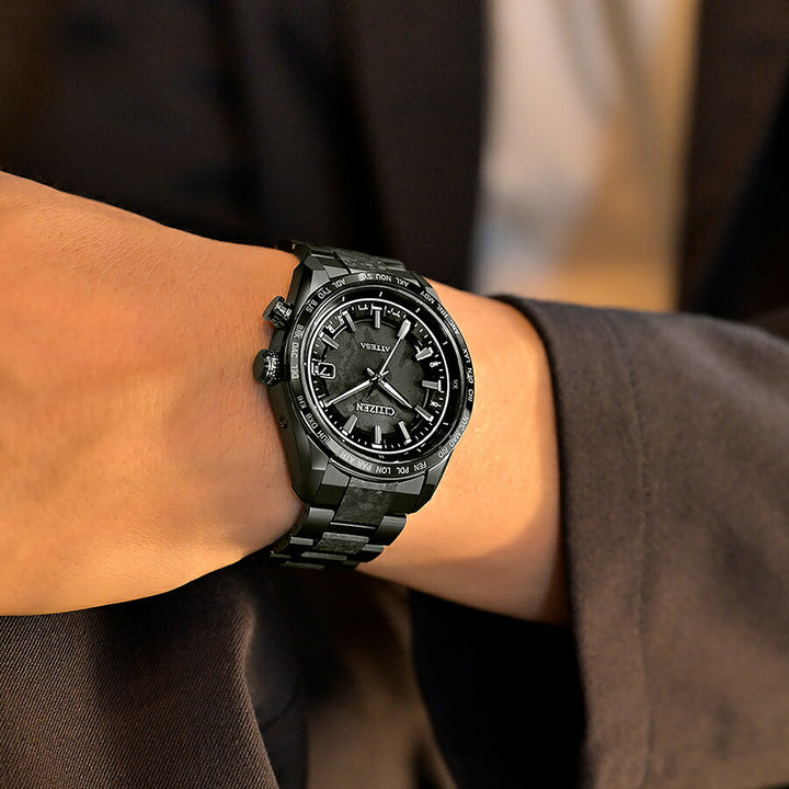 シチズン アテッサ HAKUTO-R コラボレーション 限定モデル ACT Line アクトライン ブラックチタンシリーズ CB0285-63E メンズ 腕時計 ソーラー 電波 3針