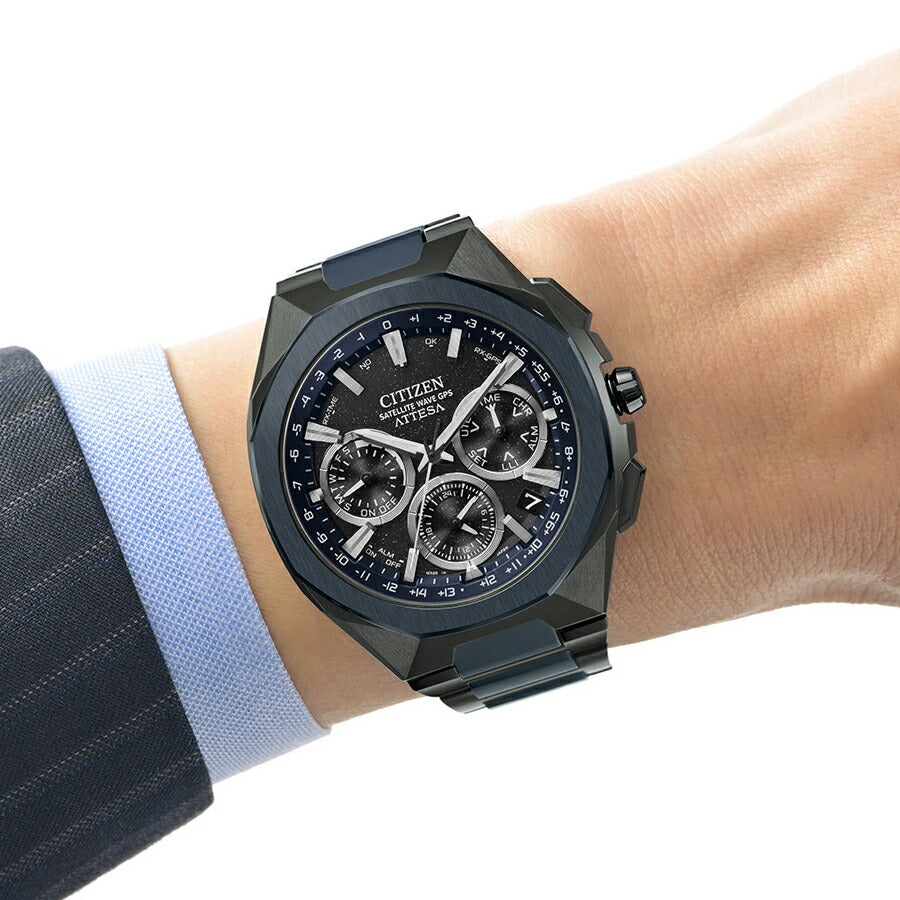 シチズン アテッサ ACT Line Blue Universe Collection 2025 限定モデル CC4106-74E メンズ ソーラー GPS衛星電波受信 クロノグラフ スーパーチタニウム