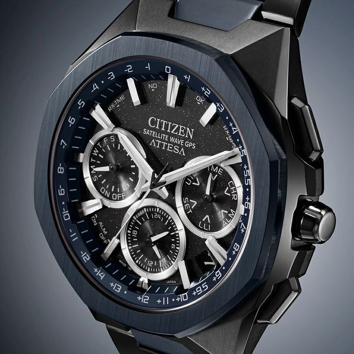 シチズン アテッサ ACT Line Blue Universe Collection 2025 限定モデル CC4106-74E メンズ ソーラー GPS衛星電波受信 クロノグラフ スーパーチタニウム