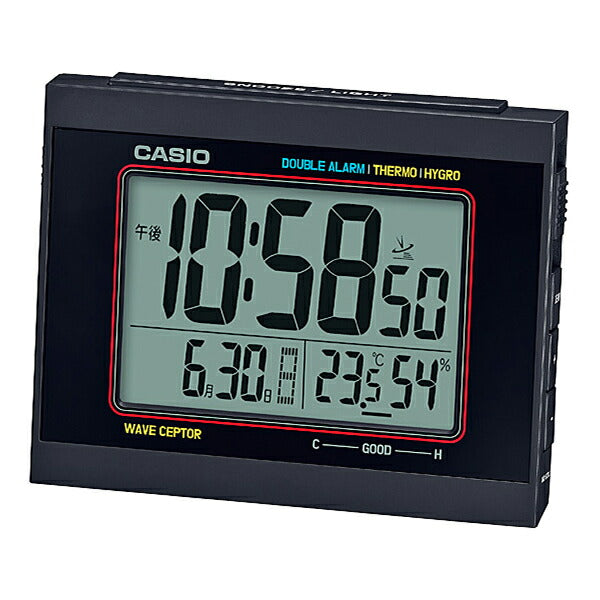 カシオ G-SHOCKモチーフ 電波 目覚まし時計 DQD-5000J-1JF 置時計 温湿度計つき ブラック