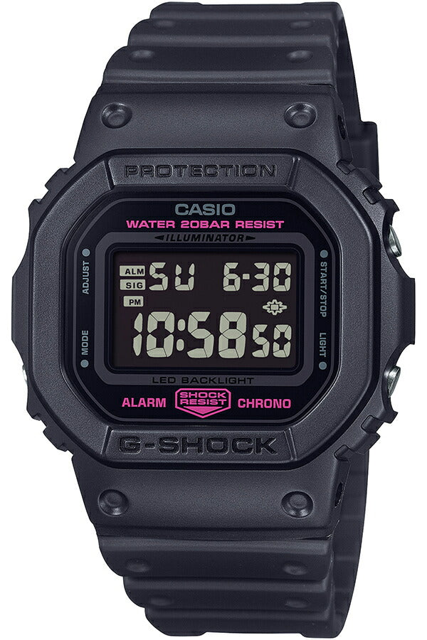 G-SHOCK ピンクリボン活動支援モデル DW-5600PK-1JR メンズ 腕時計 電池式 デジタル スクエア 樹脂バンド ブラック 国内正規品 カシオ