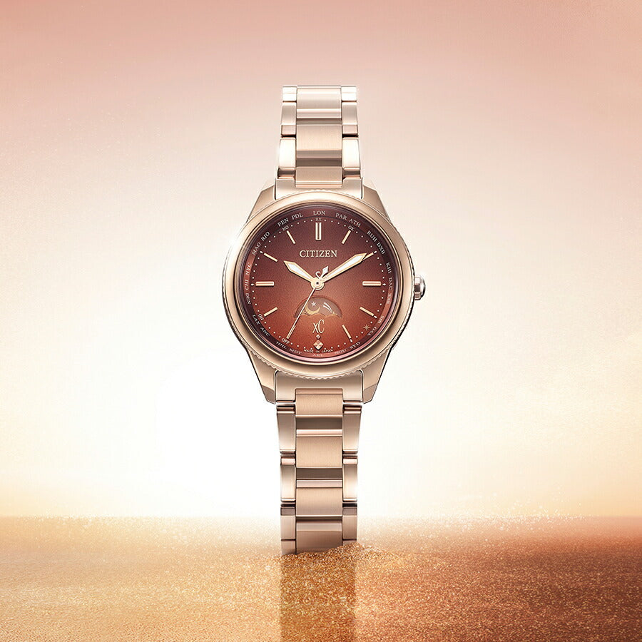 シチズン クロスシー ダイチコレクション ブラウングラデーションダイヤル EE1004-73W レディース ソーラー 電波 サン&ムーン サクラピンク