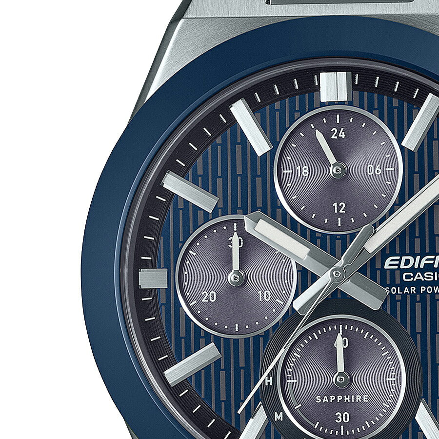 カシオ エディフィス ソーラー クロノグラフ セラミックベゼル EFS-S650YD-2AJF メンズ ブルーダイヤル メタルバンド
