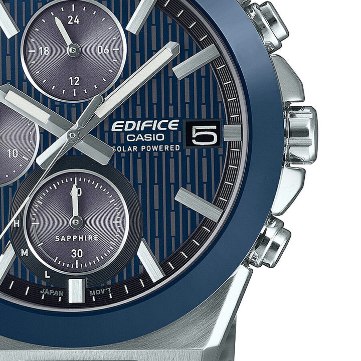 カシオ エディフィス ソーラー クロノグラフ セラミックベゼル EFS-S650YD-2AJF メンズ ブルーダイヤル メタルバンド