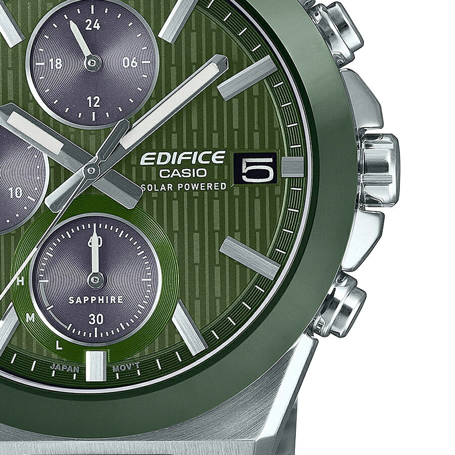 カシオ エディフィス ソーラー クロノグラフ セラミックベゼル EFS-S650YD-3AJF メンズ グリーンダイヤル メタルバンド
