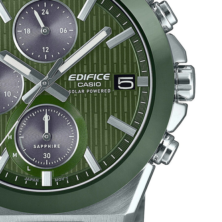 カシオ エディフィス ソーラー クロノグラフ セラミックベゼル EFS-S650YD-3AJF メンズ グリーンダイヤル メタルバンド