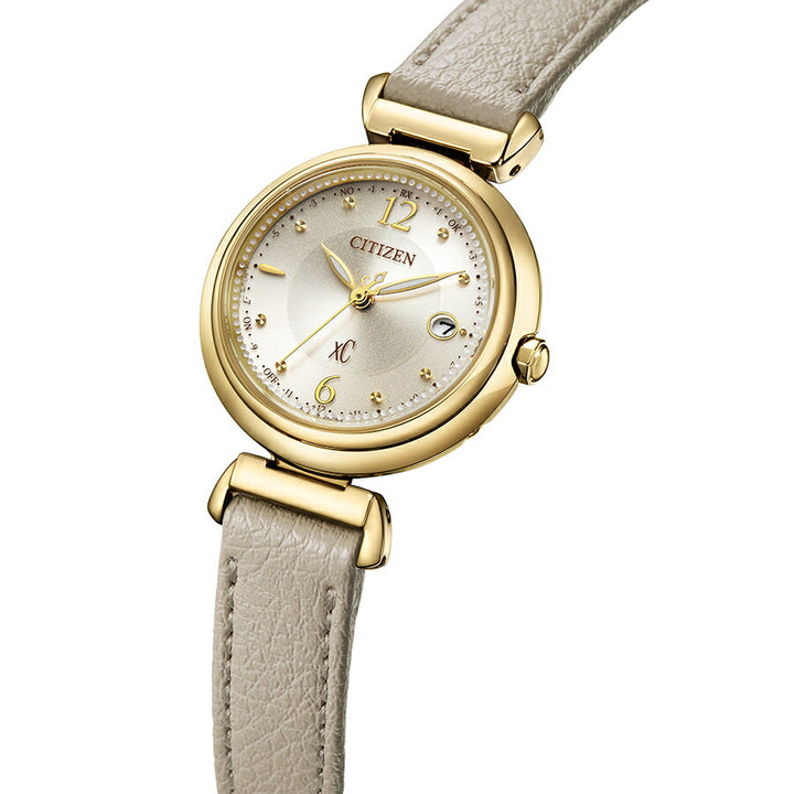 シチズン クロスシー mizu collection ミズコレクション アラビア数字インデックスモデル ES9463-04A レディース ソーラー 電波 ライトベージュダイヤル 革ベルト