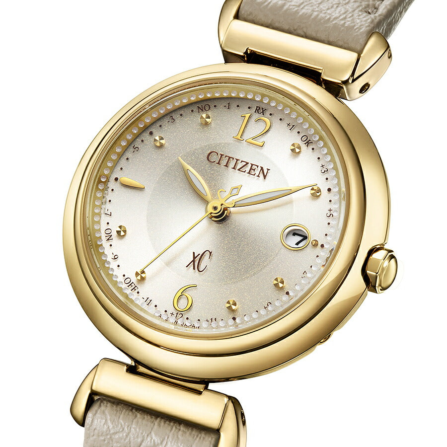 シチズン クロスシー mizu collection ミズコレクション アラビア数字インデックスモデル ES9463-04A レディース ソーラー 電波 ライトベージュダイヤル 革ベルト