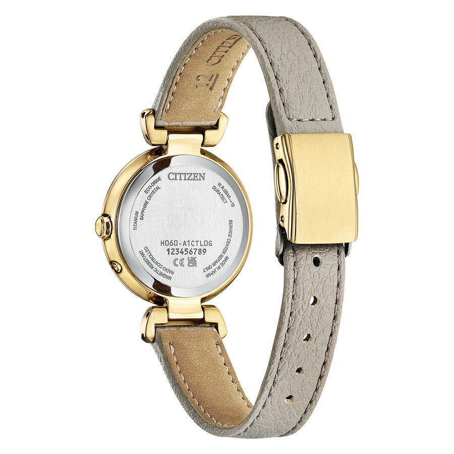 シチズン クロスシー mizu collection ミズコレクション アラビア数字インデックスモデル ES9463-04A レディース ソーラー 電波 ライトベージュダイヤル 革ベルト