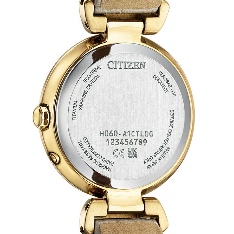 シチズン クロスシー mizu collection ミズコレクション アラビア数字インデックスモデル ES9463-04A レディース ソーラー 電波 ライトベージュダイヤル 革ベルト