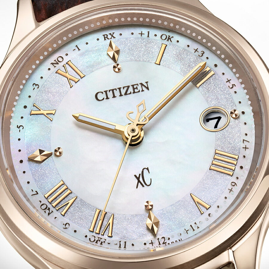 シチズン クロスシー ヒカリコレクション ES9497-02D レディース ソーラー 電波 白蝶貝ダイヤル サクラピンク ブラウン 革ベルト