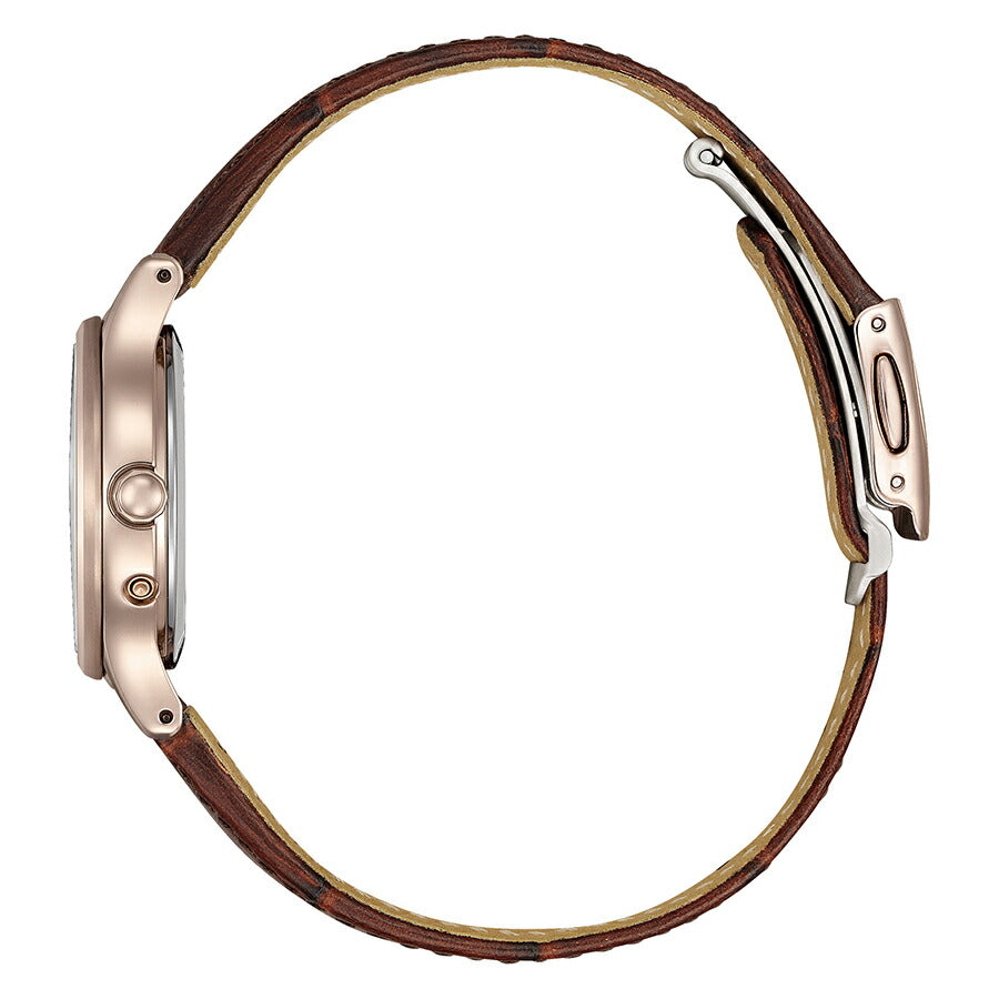 シチズン クロスシー ヒカリコレクション ES9497-02D レディース ソーラー 電波 白蝶貝ダイヤル サクラピンク ブラウン 革ベルト