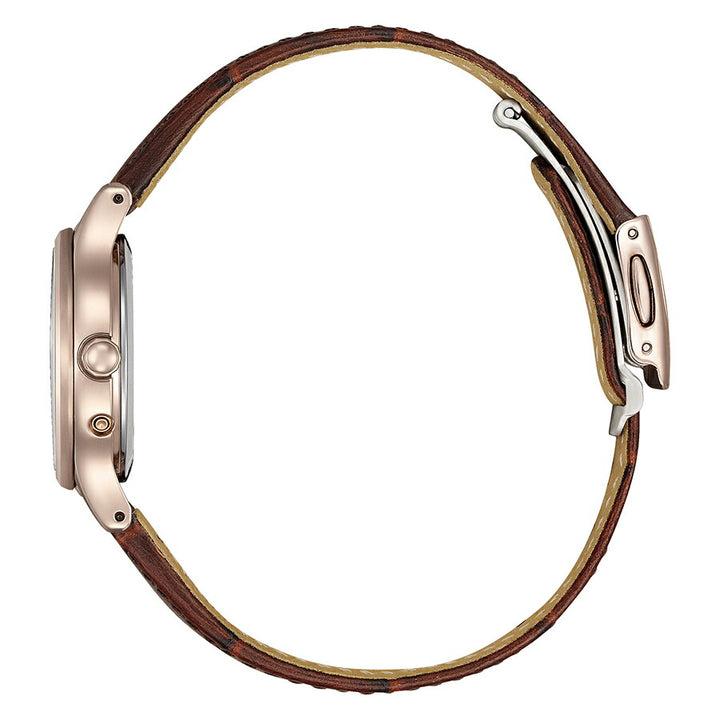 シチズン クロスシー ヒカリコレクション ES9497-02D レディース ソーラー 電波 白蝶貝ダイヤル サクラピンク ブラウン 革ベルト