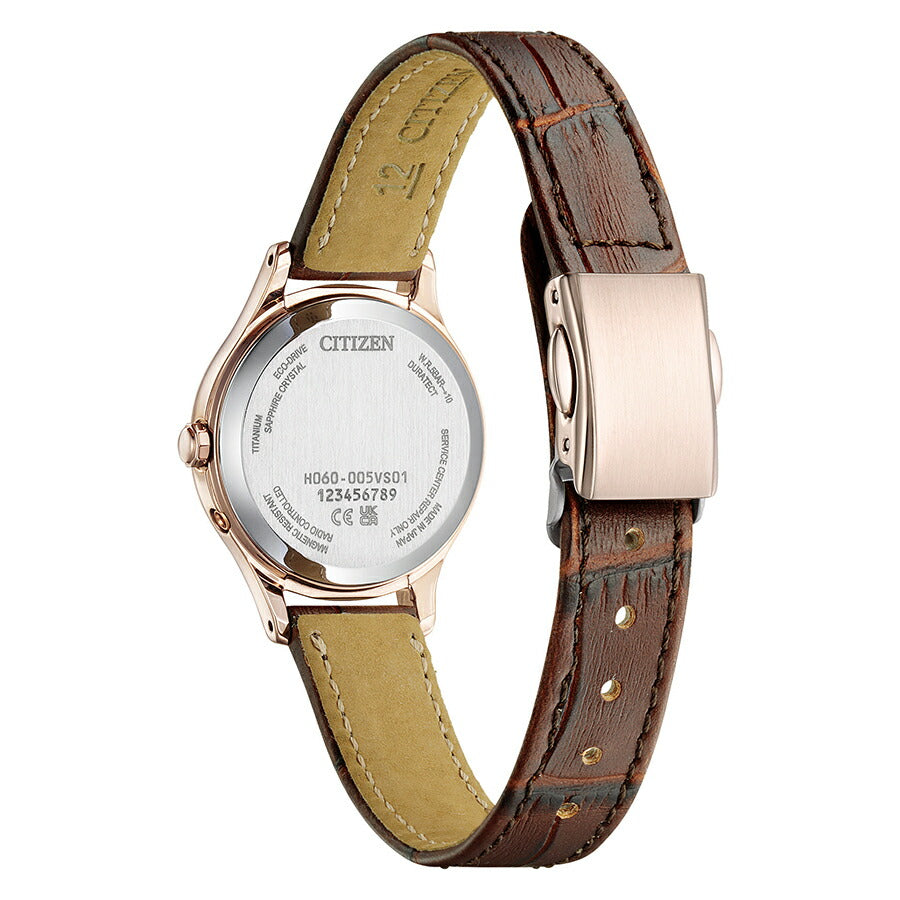 シチズン クロスシー ヒカリコレクション ES9497-02D レディース ソーラー 電波 白蝶貝ダイヤル サクラピンク ブラウン 革ベルト