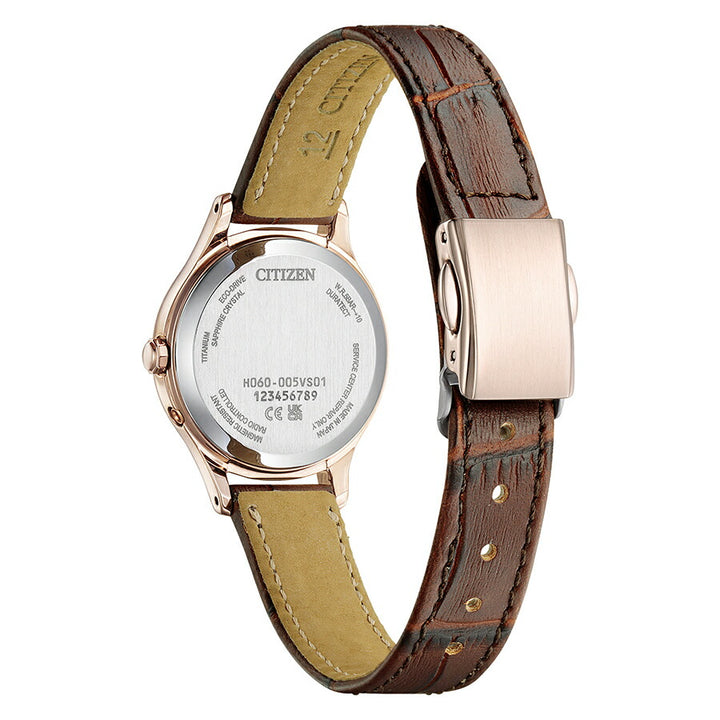 シチズン クロスシー ヒカリコレクション ES9497-02D レディース ソーラー 電波 白蝶貝ダイヤル サクラピンク ブラウン 革ベルト
