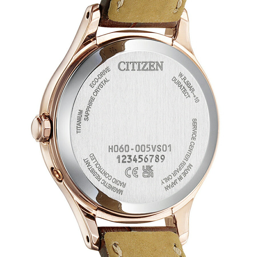 シチズン クロスシー ヒカリコレクション ES9497-02D レディース ソーラー 電波 白蝶貝ダイヤル サクラピンク ブラウン 革ベルト