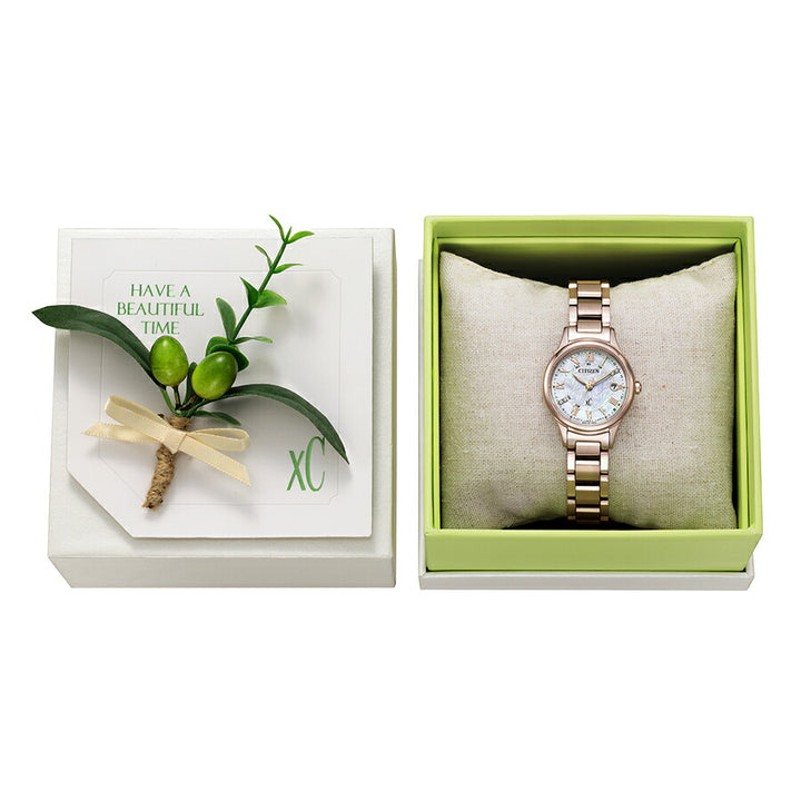 シチズン クロスシー 北川景子 限定モデル オリーブ ES9498-51D レディース ソーラー 電波 ダイヤ入り白蝶貝ダイヤル サクラピンク