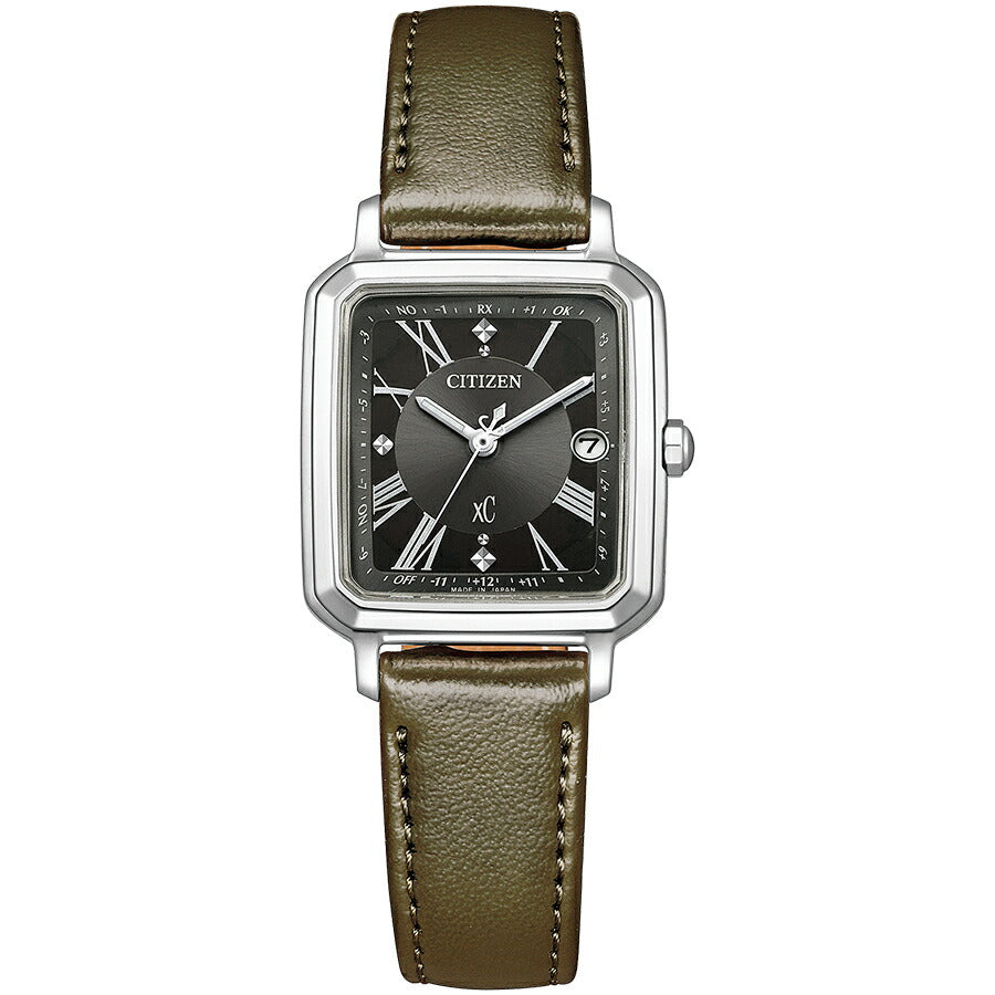 シチズン xC クロスシー hikari collection ヒカリコレクション スクエア2wayモデル ES9500-69E レディース 腕時計 ソーラー 電波 角型 ブラックダイヤル シルバー メタルバンド 替えバンドつき