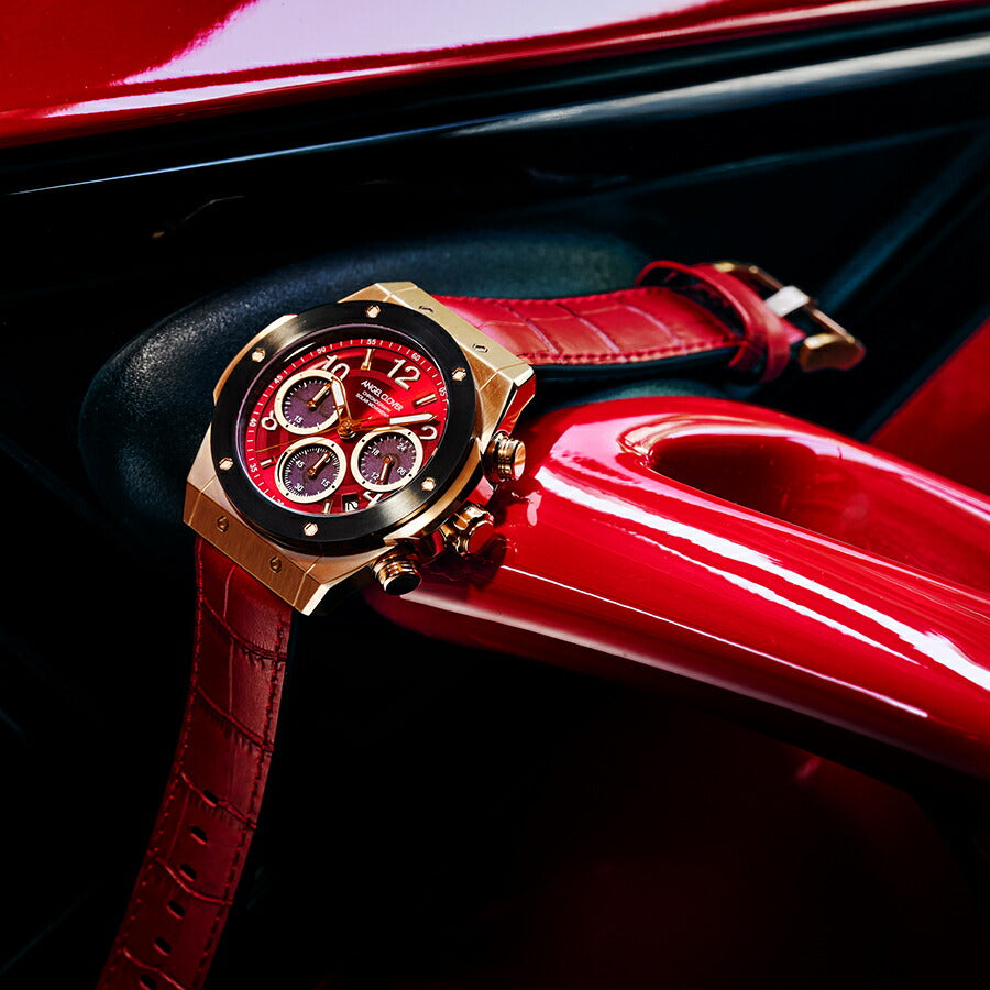 エンジェルクローバー エクスベンチャー ソーラー EVS45PRE-RE メンズ クロノグラフ 革ベルト レッド