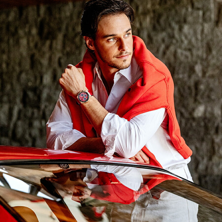 エンジェルクローバー エクスベンチャー ソーラー EVS45PRE-RE メンズ クロノグラフ 革ベルト レッド