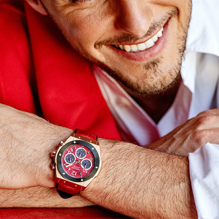 エンジェルクローバー エクスベンチャー ソーラー EVS45PRE-RE メンズ クロノグラフ 革ベルト レッド