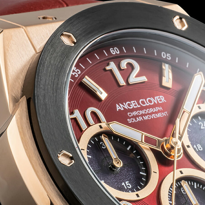 エンジェルクローバー エクスベンチャー ソーラー EVS45PRE-RE メンズ クロノグラフ 革ベルト レッド