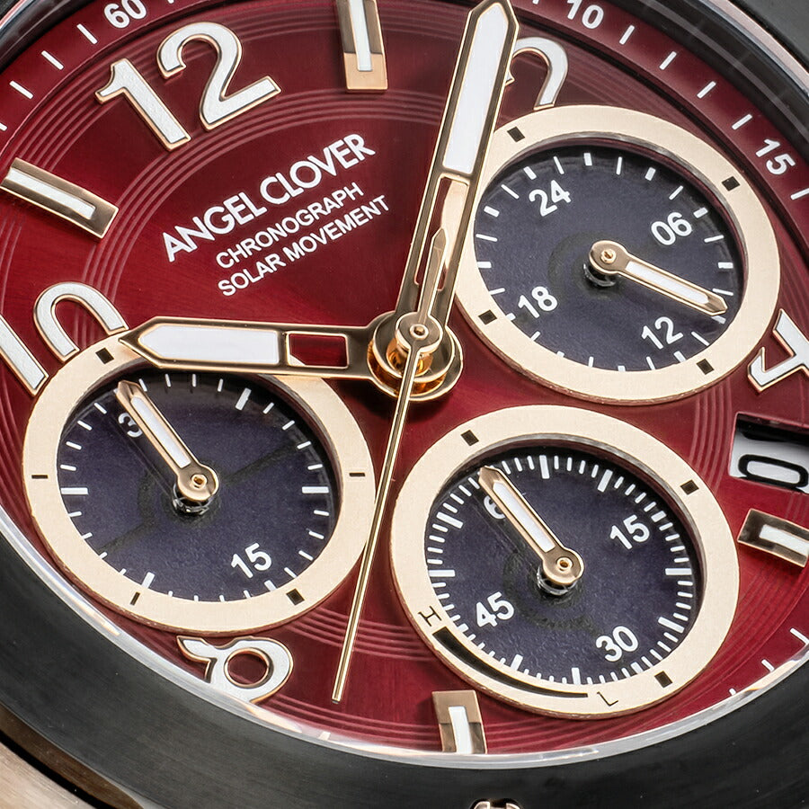 エンジェルクローバー エクスベンチャー ソーラー EVS45PRE-RE メンズ クロノグラフ 革ベルト レッド