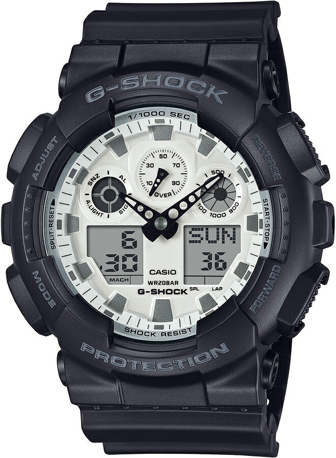 G-SHOCK ブラック&ブリリアントホワイト GA-100WD-1AJF メンズ 電池式 ビッグケース アナデジ 樹脂バンド – THE CLOCK  HOUSE公式オンラインストア