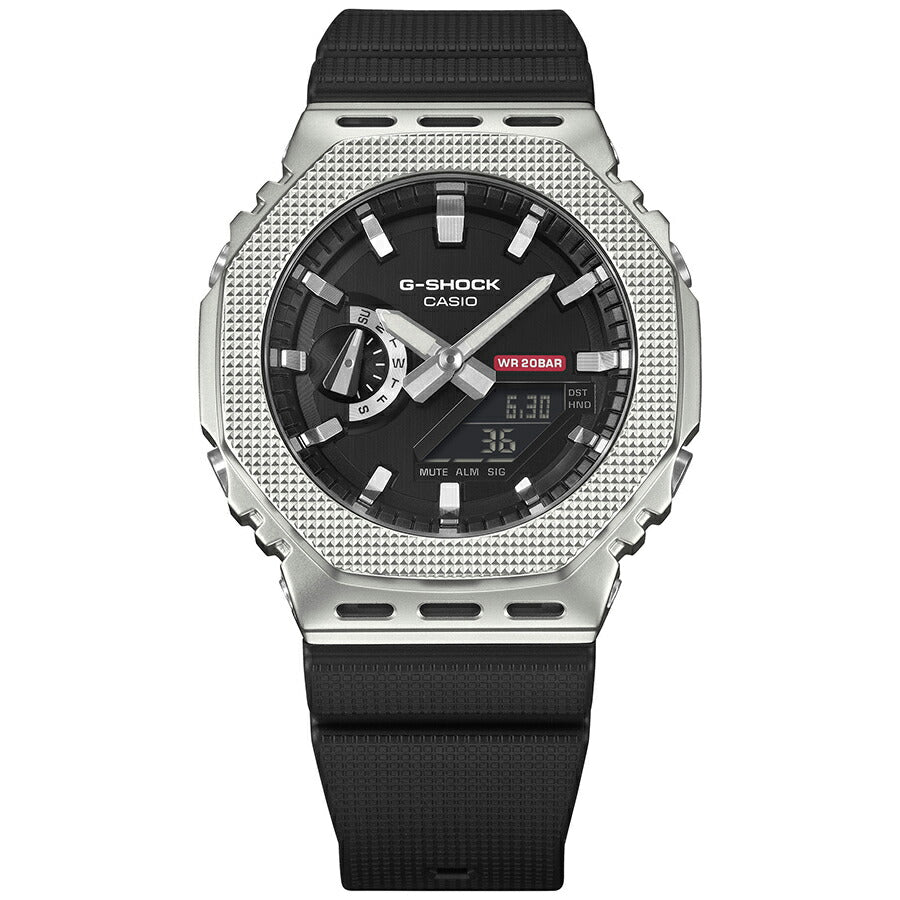 G-SHOCK メタルカバード チェッカリングパターン GM-2100M-1AJF メンズ 電池式 アナデジ オクタゴン 樹脂バンド 反転液晶